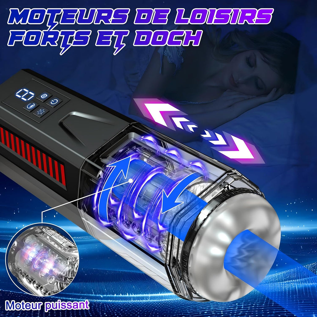 Masturbateurs Masculins Sex Toýs Homme - Masturbateur Homme LED Sex Toys avec 7 Poussées & Rotations & Vibration Masturbateur Homme 3D Vaginette Ultra Réaliste