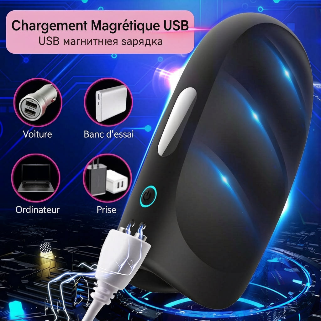 Masturbateur électrique, exerceur de pénis, vibromasseur avec 10 modes de vibration, appareil de massage pour le pénis, masturbateur électrique, jouet sexuel à stimulations multiples pour homme, stimulateur de gland