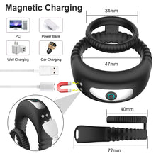 Charger l'image dans la galerie, Anneaux vibrants pour couple pour hommes, Anneau pénien 2 en 1 pour un plaisir et une stabilité accrus, 10 vibrations réglables pour des performances plus longues et plus fortes