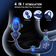 Charger l'image dans la galerie, Stimulateur Prostate Vibrant avec 9 Modes de Vibration et Contrôle APP - Un sextoy révolutionnaire 3 en 1 combine plug anal et anneau pénien un plaisir sexuel plus intense!
