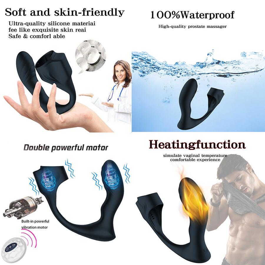 Masseur de prostate télécommandé pour hommes avec anneau pénien