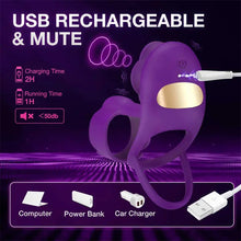 Charger l'image dans la galerie, Anneaux péniens en silicone Vibrateur avec 10 modes de vibration