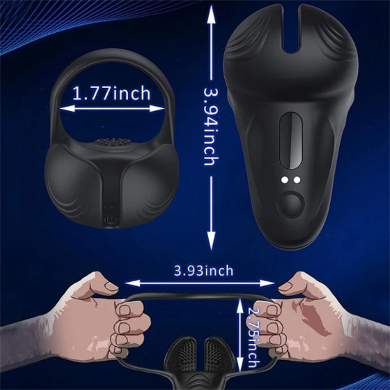 Vibromasseur Penis en Silicone avec Anneau Pénien et 10 Modes de Vibration