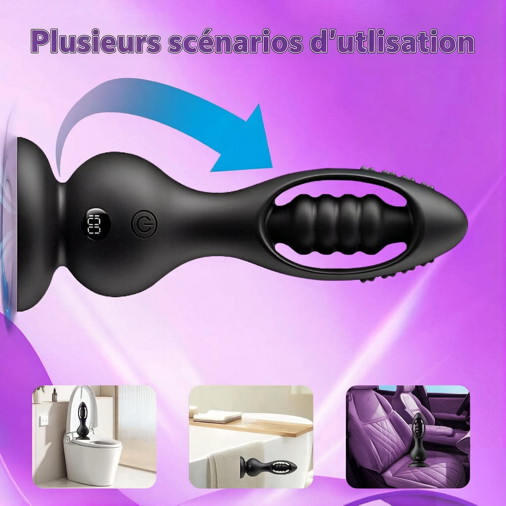 Plug anal vibrant sans fil avec masseur de prostate pour hommes, télécommande, 10 modes de vibration, design en forme de boule, étanche IPX6, recharge magnétique, silicone médical, silencieux, noir