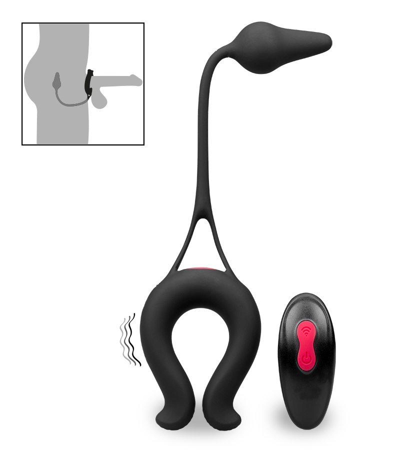 Anneau vibrant avec plug anal Lucifer