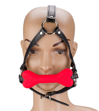 Charger l'image dans la galerie, Bâillon harnais avec os en silicone 12,3cm Puppy Play