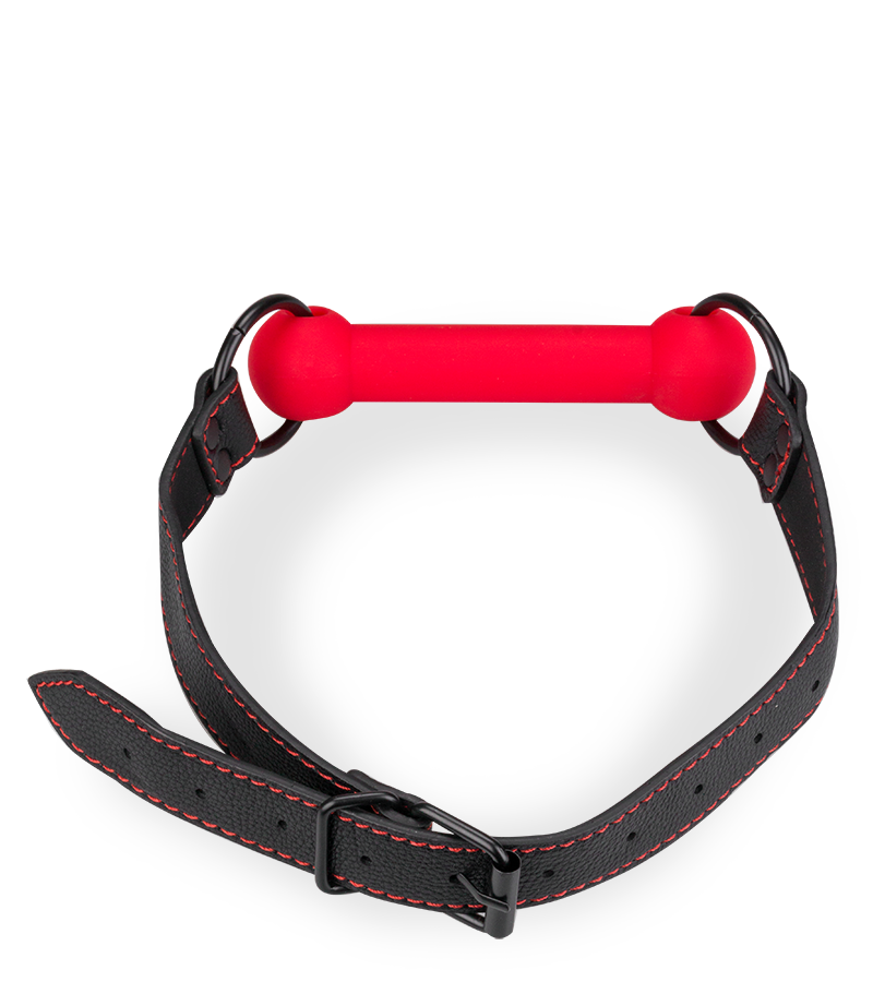 Bâillon mors en silicone et similicuir