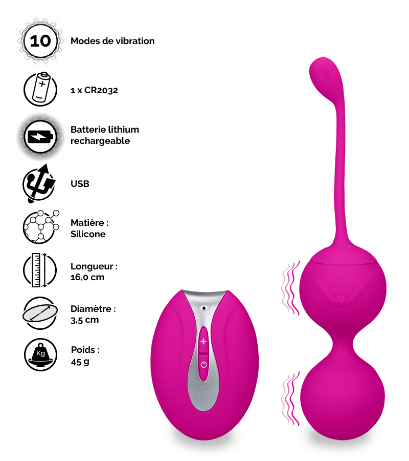 Boules de geisha vibrantes télécommandées Aphrodite