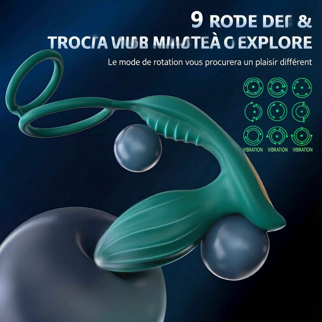 Vibromasseur anal rotatif à 360° avec fonction de massage de la prostate et télécommande via application, plug anal vibrant avec 9 modes de vibration et 9 modes de rotation, anneaux péniens en silicone et vibromasseurs anaux
