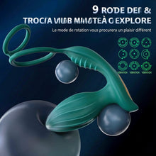 Charger l'image dans la galerie, Vibromasseur anal rotatif à 360° avec fonction de massage de la prostate et télécommande via application, plug anal vibrant avec 9 modes de vibration et 9 modes de rotation, anneaux péniens en silicone et vibromasseurs anaux
