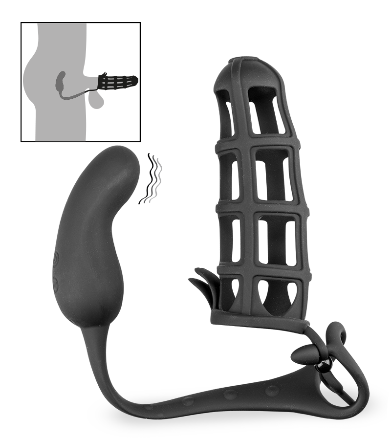 Cage à pénis cockring stimulateur prostate vibrant