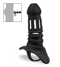 Charger l'image dans la galerie, Cage à penis silicone noire Armure Samouraï