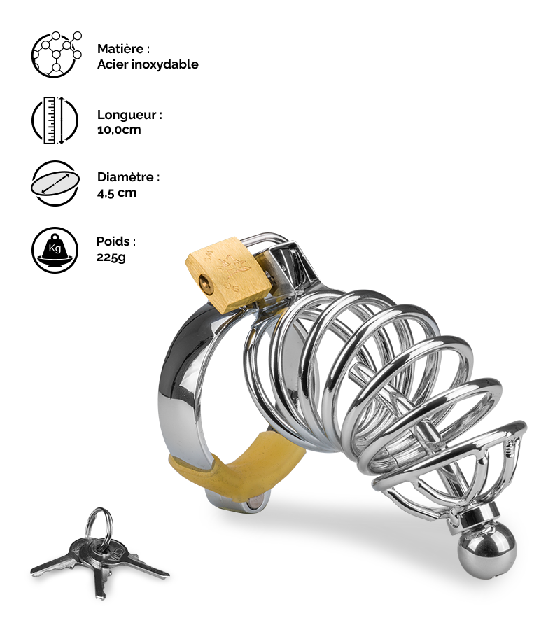 Cage de chasteté pénis et plug d'urètre Guantanamo