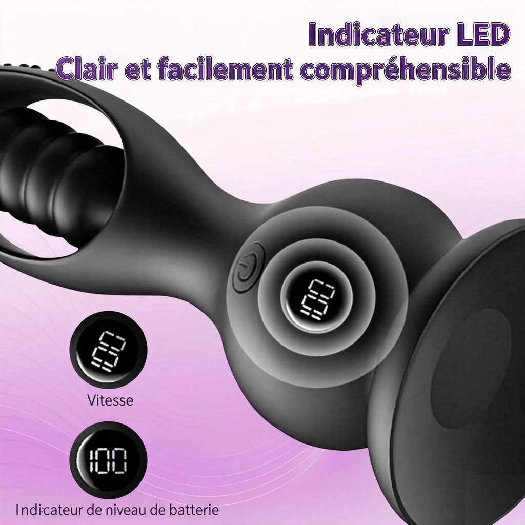 Plug anal vibrant sans fil avec masseur de prostate pour hommes, télécommande, 10 modes de vibration, design en forme de boule, étanche IPX6, recharge magnétique, silicone médical, silencieux, noir