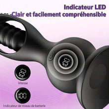 Charger l'image dans la galerie, Plug anal vibrant sans fil avec masseur de prostate pour hommes, télécommande, 10 modes de vibration, design en forme de boule, étanche IPX6, recharge magnétique, silicone médical, silencieux, noir