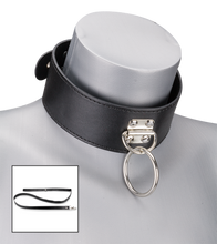 Charger l'image dans la galerie, Collier BDSM similicuir 1 anneau + laisse