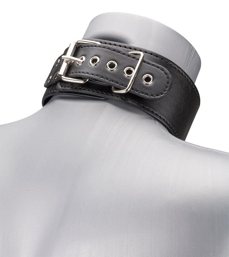 Collier BDSM similicuir 1 anneau + laisse