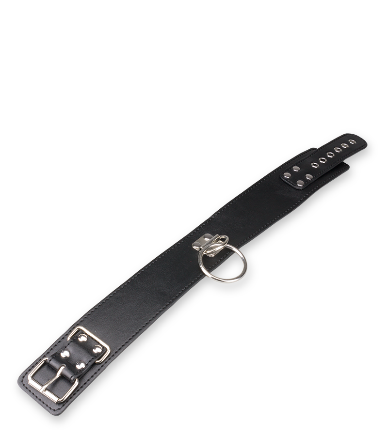 Collier BDSM similicuir 1 anneau + laisse