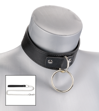 Charger l'image dans la galerie, Collier cuir BDSM 1 anneau avec chaine
