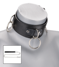 Charger l'image dans la galerie, Collier cuir BDSM 3 anneaux + laisse