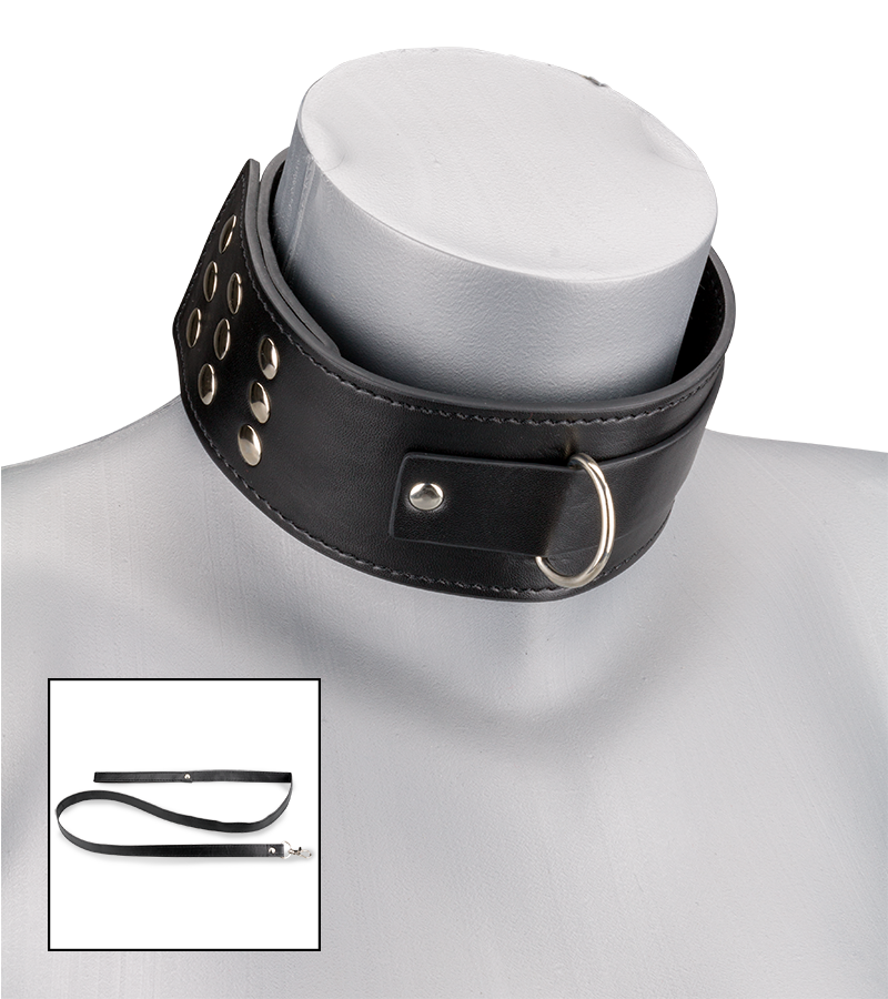 Collier et laisse en cuir BDSM