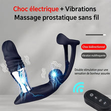 Charger l'image dans la galerie, 3 en 1 Électro Choc Vibrateur Anal Ance Bague de Pénis Stimulateur de Prostate avec 10 Fonctions de Vibration Télescopique &amp; 3 Modes d'Électrostimulation, Masseur Anal SM Extrême Jouet Sexuel pour Homme en Solo