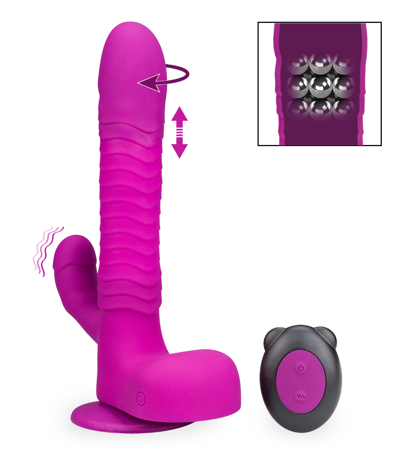 Gode rabbit va-et-vient rotatif ventouse