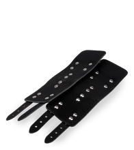 Charger l'image dans la galerie, Menottes poignets réglables cuir noir BDSM