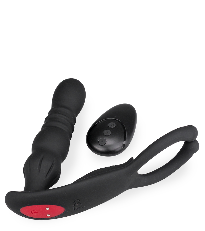 Plug anal masseur de testicules vibrant et va-et-vient Ode