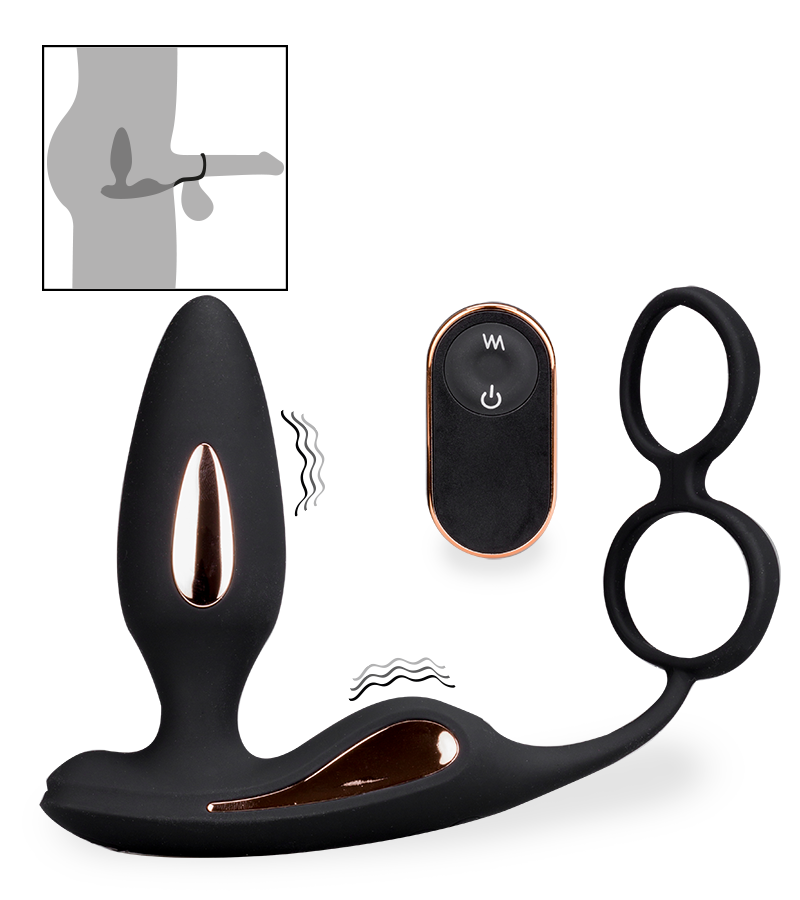 Plug anal vibrant avec double anneau cockring Domino