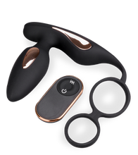 Charger l'image dans la galerie, Plug anal vibrant avec double anneau cockring Domino