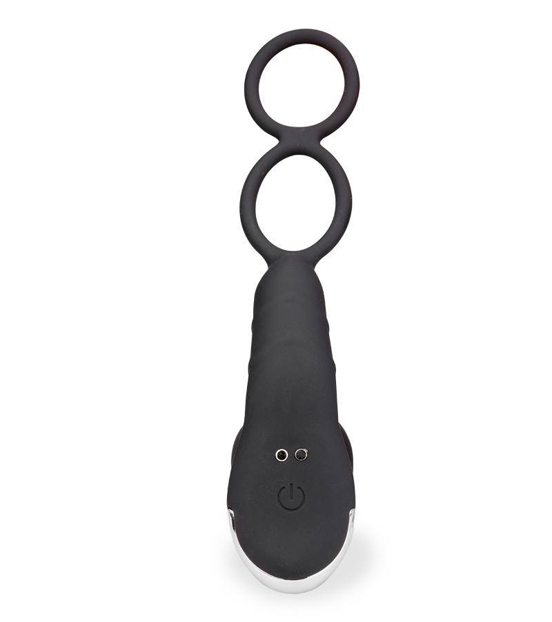 Plug anal vibrant va-et-vient avec double cockring Paolo