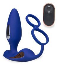 Charger l'image dans la galerie, Plug anal vibrations et électrostimulation avec cockring Fever