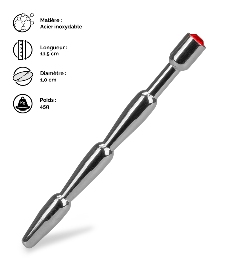 Plug d'urètre long avec strass