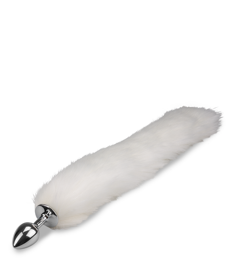 Plug queue de chien fourrure vegan blanche