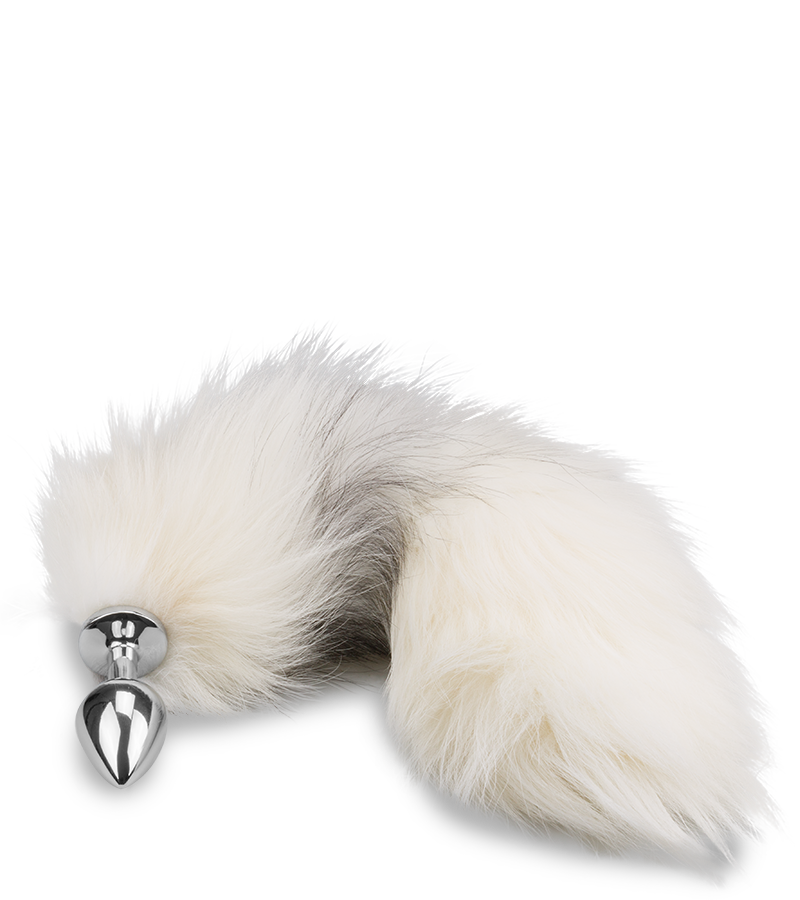 Plug queue de renard fourrure blanche et noire
