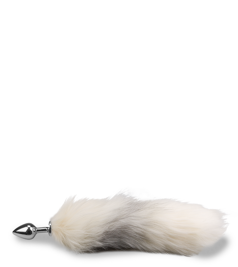 Plug queue de renard fourrure blanche et noire