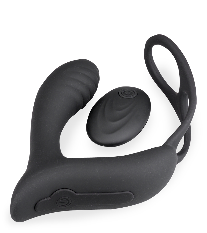 Stimulateur de prostate vibrant avec double cockring Pro P