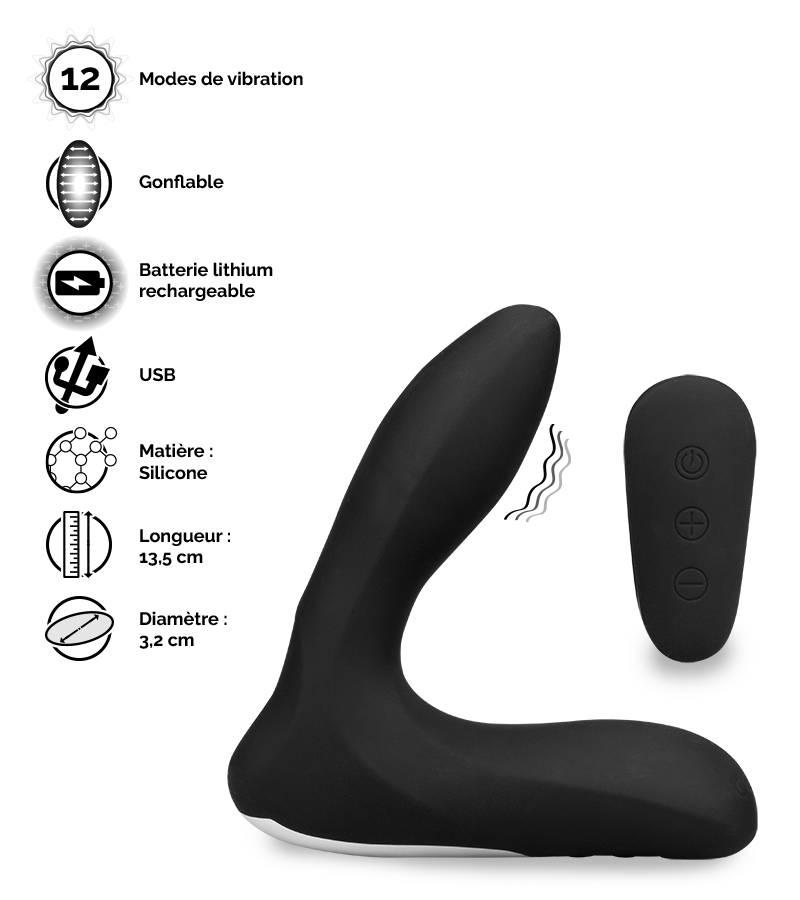 Stimulateur de prostate vibrant et gonflable