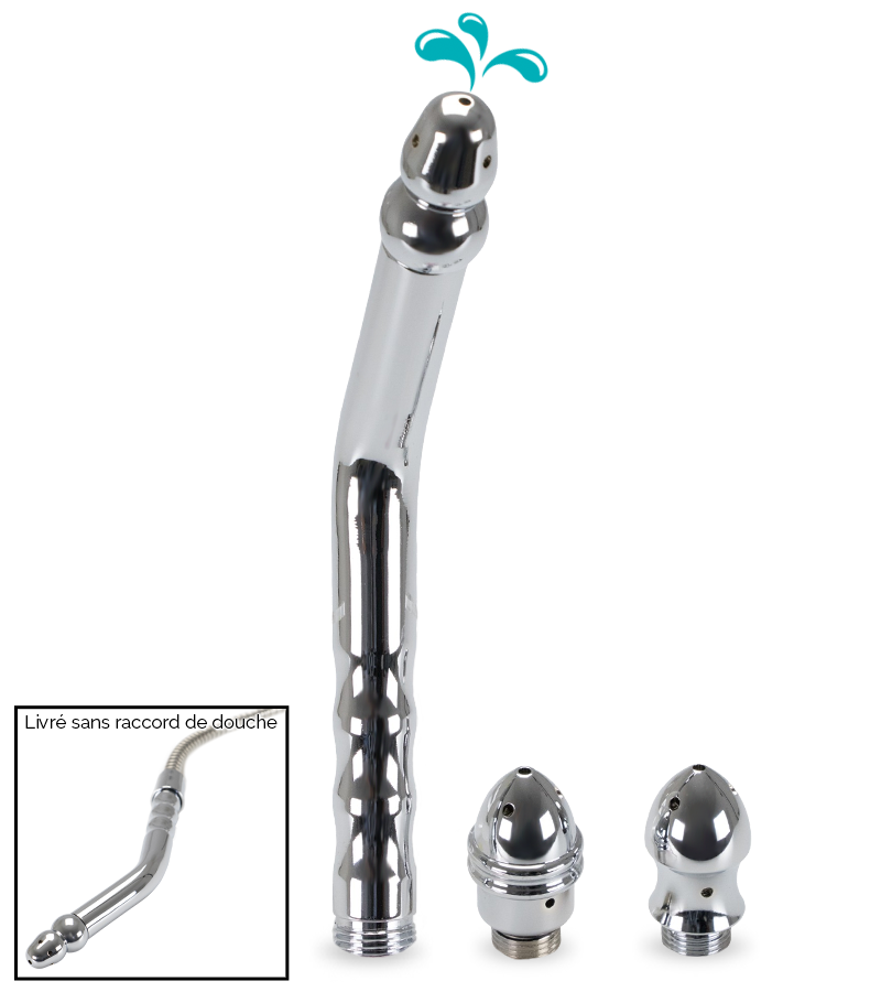 Triple embout de douche plug anal enema courbé
