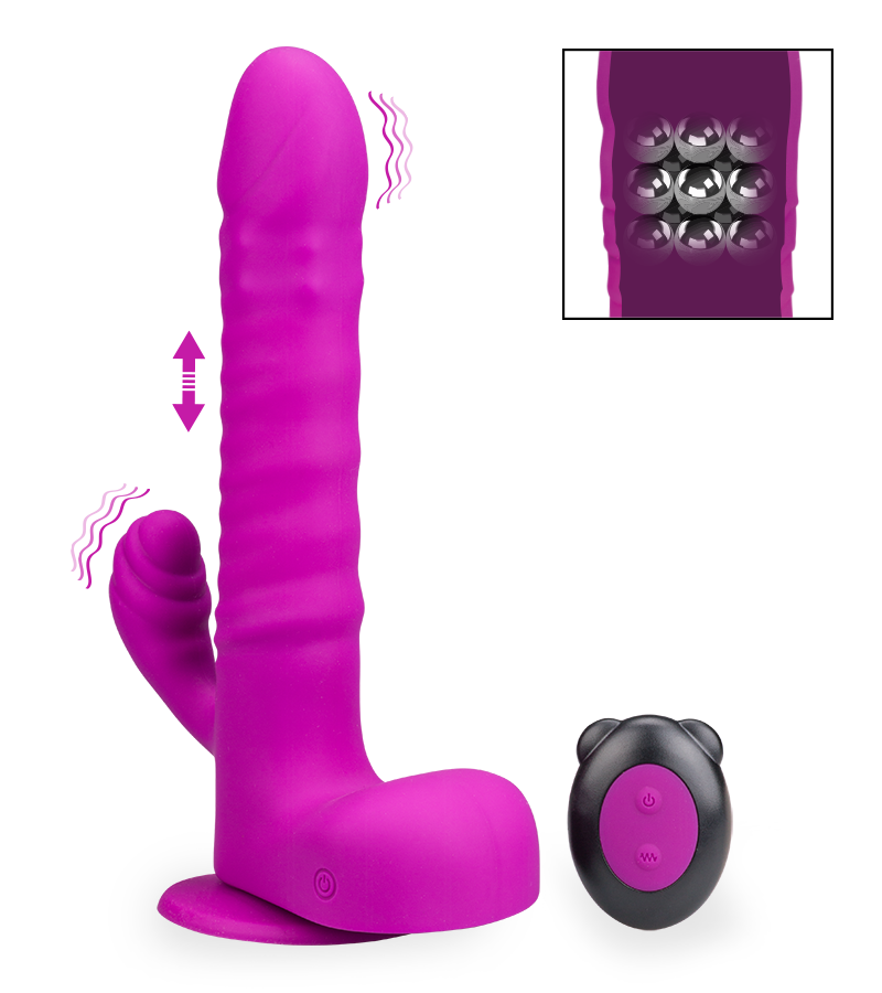 Vibro gode rabbit va-et-vient à ventouse