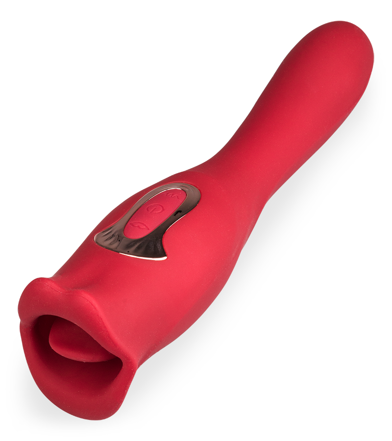 Vibromasseur 2-en-1 avec bouche et langue vibrante Sweet Kiss