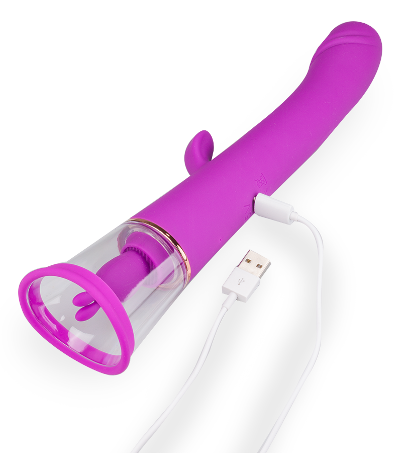 Vibromasseur rabbit avec pompe à vagin Fine